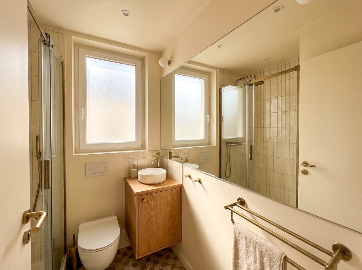 Petite salle de bain parisienne optimisée par EREM